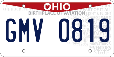 OH license plate GMV0819