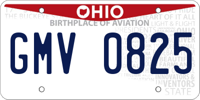 OH license plate GMV0825