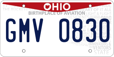 OH license plate GMV0830