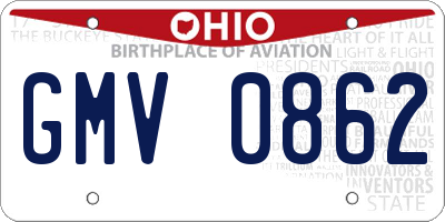 OH license plate GMV0862