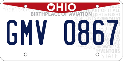 OH license plate GMV0867