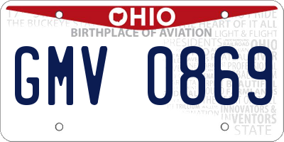 OH license plate GMV0869