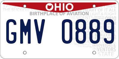 OH license plate GMV0889