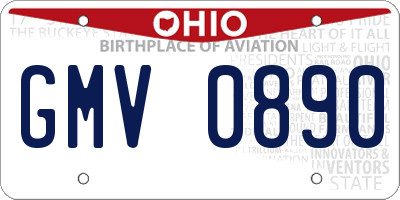 OH license plate GMV0890