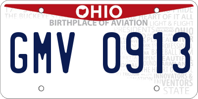 OH license plate GMV0913