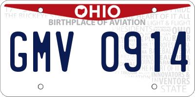 OH license plate GMV0914