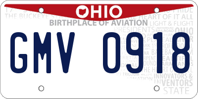 OH license plate GMV0918