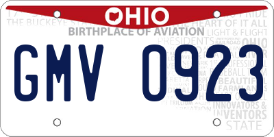 OH license plate GMV0923