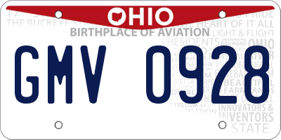 OH license plate GMV0928