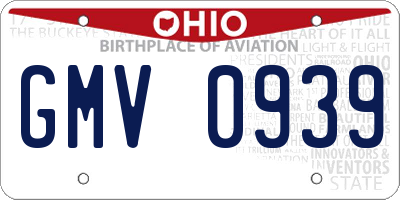 OH license plate GMV0939