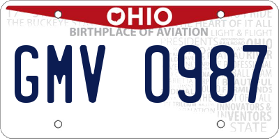 OH license plate GMV0987