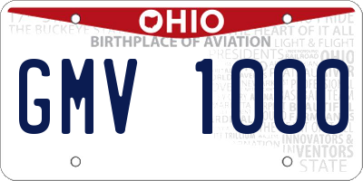 OH license plate GMV1000
