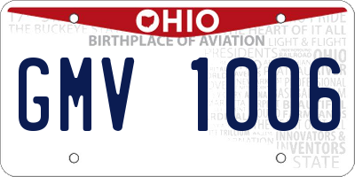 OH license plate GMV1006