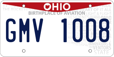OH license plate GMV1008