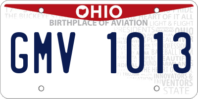 OH license plate GMV1013