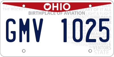 OH license plate GMV1025