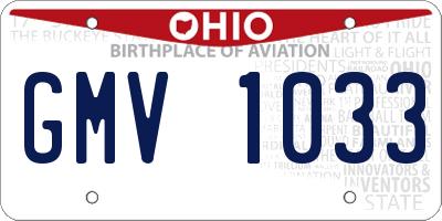OH license plate GMV1033