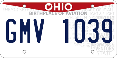 OH license plate GMV1039