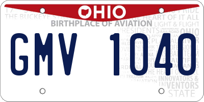 OH license plate GMV1040