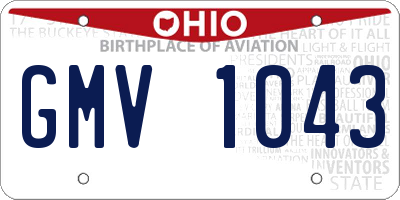 OH license plate GMV1043