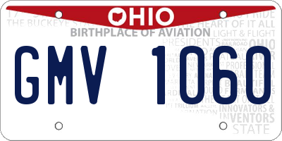 OH license plate GMV1060