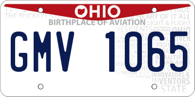 OH license plate GMV1065