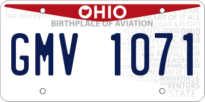 OH license plate GMV1071