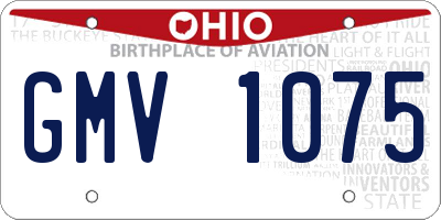 OH license plate GMV1075