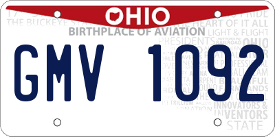 OH license plate GMV1092