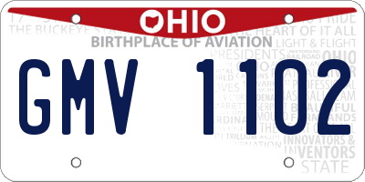 OH license plate GMV1102