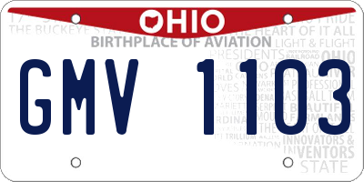 OH license plate GMV1103