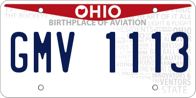 OH license plate GMV1113