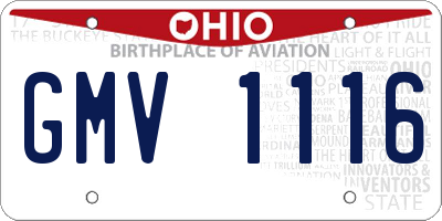 OH license plate GMV1116