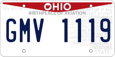 OH license plate GMV1119
