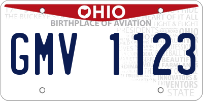 OH license plate GMV1123