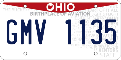 OH license plate GMV1135