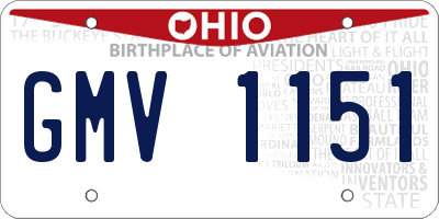 OH license plate GMV1151