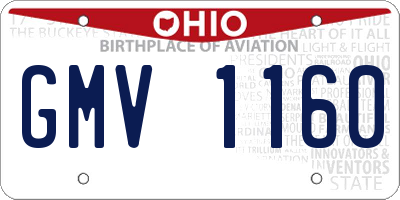 OH license plate GMV1160