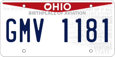 OH license plate GMV1181