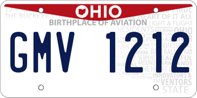 OH license plate GMV1212