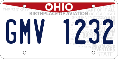 OH license plate GMV1232