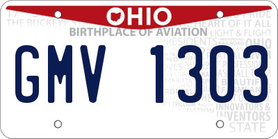OH license plate GMV1303