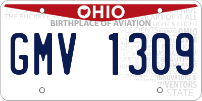 OH license plate GMV1309