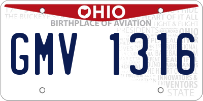 OH license plate GMV1316