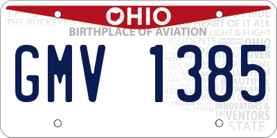 OH license plate GMV1385