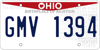 OH license plate GMV1394