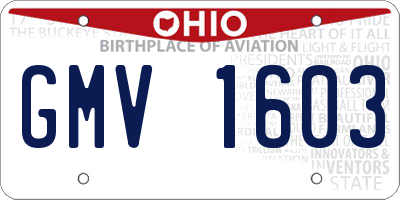 OH license plate GMV1603