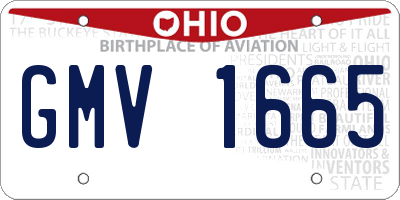 OH license plate GMV1665