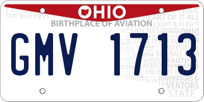 OH license plate GMV1713