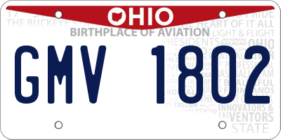 OH license plate GMV1802